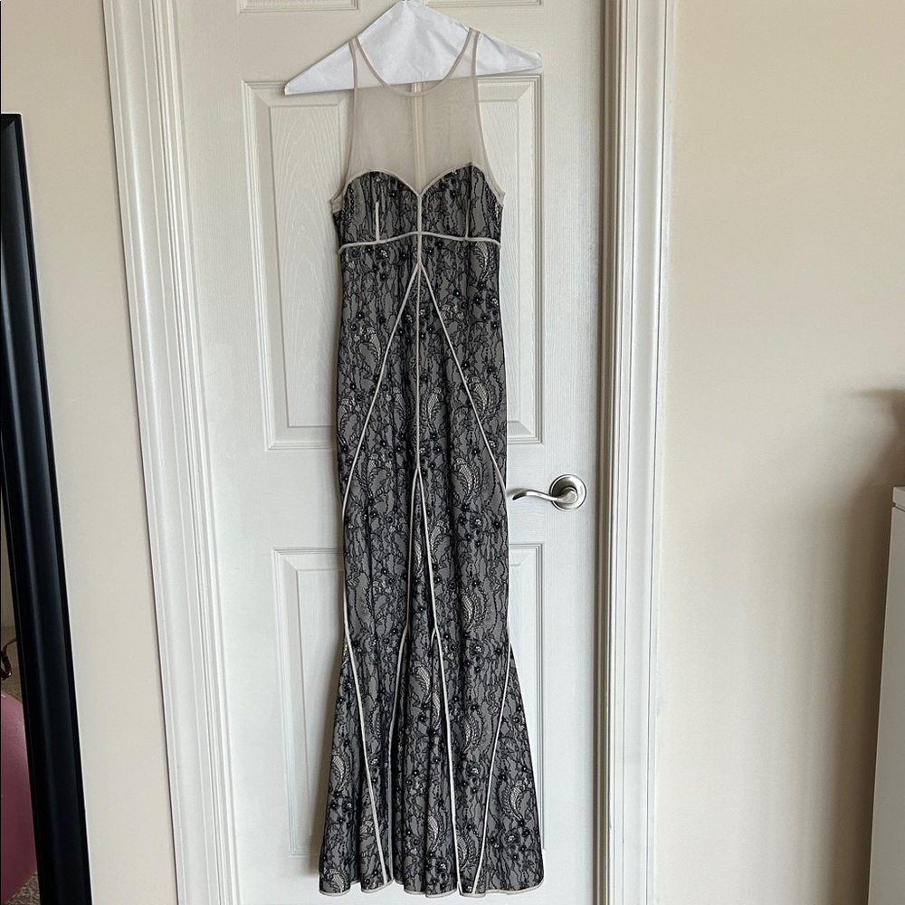 Halston Heritage Black and White Strapless Dress
